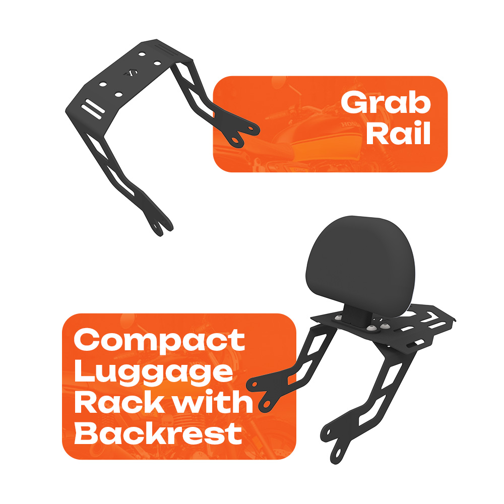 Compact Luggage Rack with Backrest for Honda CB350 RS