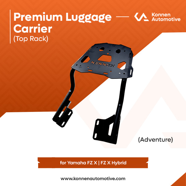 Konnen Luggage Carrier with Backrest - Top Rack with Backrest - Luggage Rack with Backrest for Yamaha FZ-X & FZ-X Hybrid