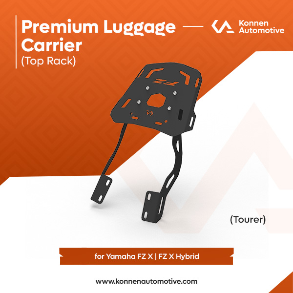 Konnen Luggage Carrier with Backrest - Top Rack with Backrest - Luggage Rack with Backrest for Yamaha FZ X & Hybrid