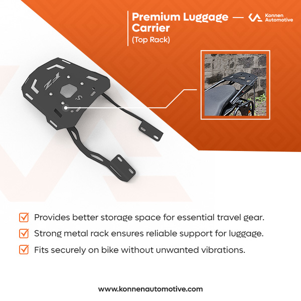 Konnen Luggage Carrier with Backrest - Top Rack with Backrest - Luggage Rack with Backrest for Yamaha FZ X & Hybrid