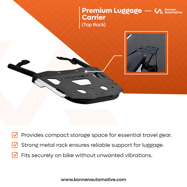 Konnen Luggage Carrier with Backrest - Top Rack with Backrest for Bajaj Pulsar N250 - N160-F250