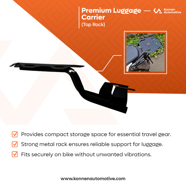 Konnen Luggage Carrier with Backrest - Top Rack with Backrest for Bajaj Pulsar N250 - N160-F250
