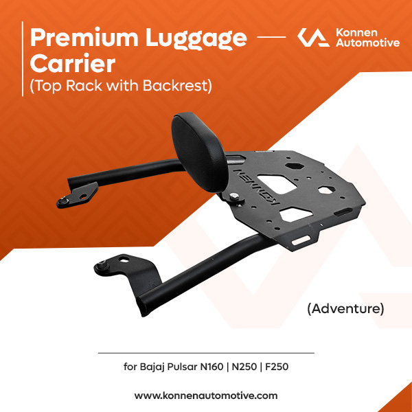 Konnen Luggage Carrier with Backrest - Top Rack with Backrest for Bajaj Pulsar N250 - N160-F250