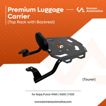 Premium Luggage Carrier with Backrest | Top Rack with Backrest | Luggage Rack with Backrest for Bajaj Pulsar N160 | N250 | F250 | Konnen