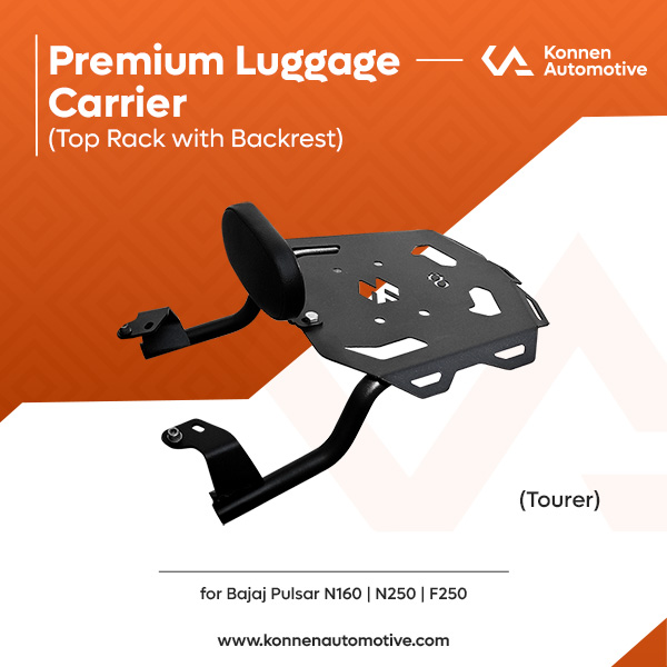 Konnen Luggage Carrier with Backrest - Top Rack with Backrest for Bajaj Pulsar N250 - N160-F250