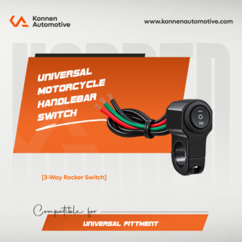 Universal Rocker Switch | 3-Position ON/OFF Switch for Motorcycle Auxiliary Fog Lights and LED Lamps | Konnen
